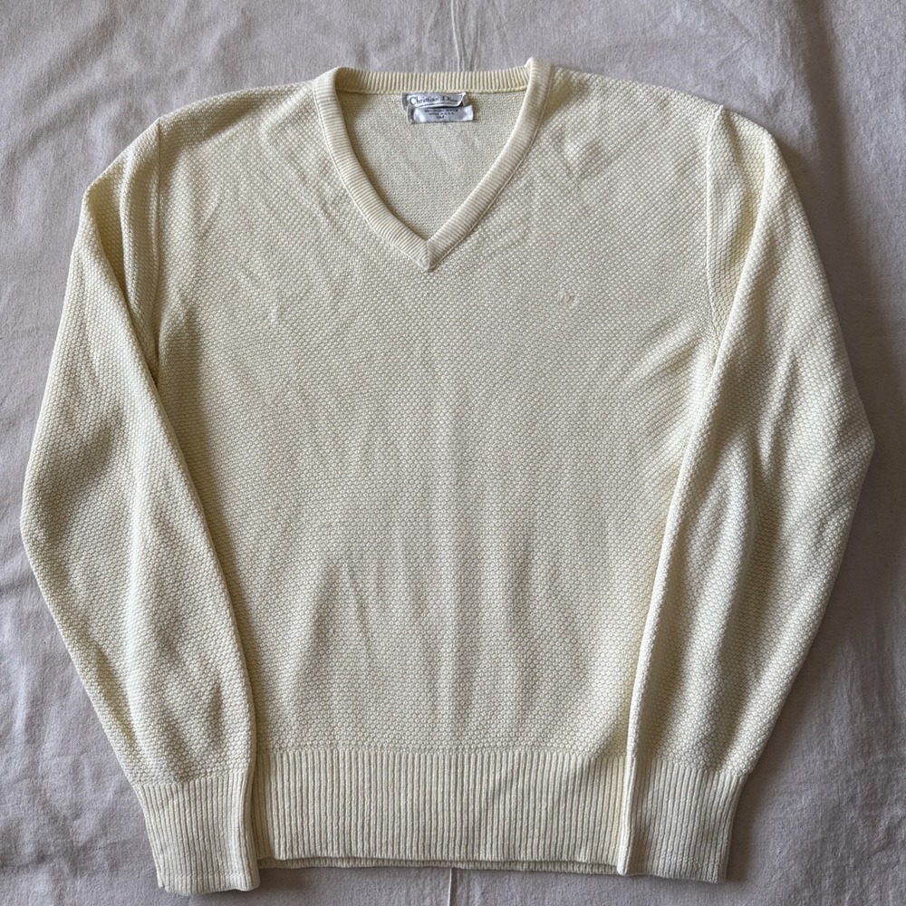 Vtg Men Christian Dior Monsieur Acrylic V Neck Sweater Sz M (Made in USA)